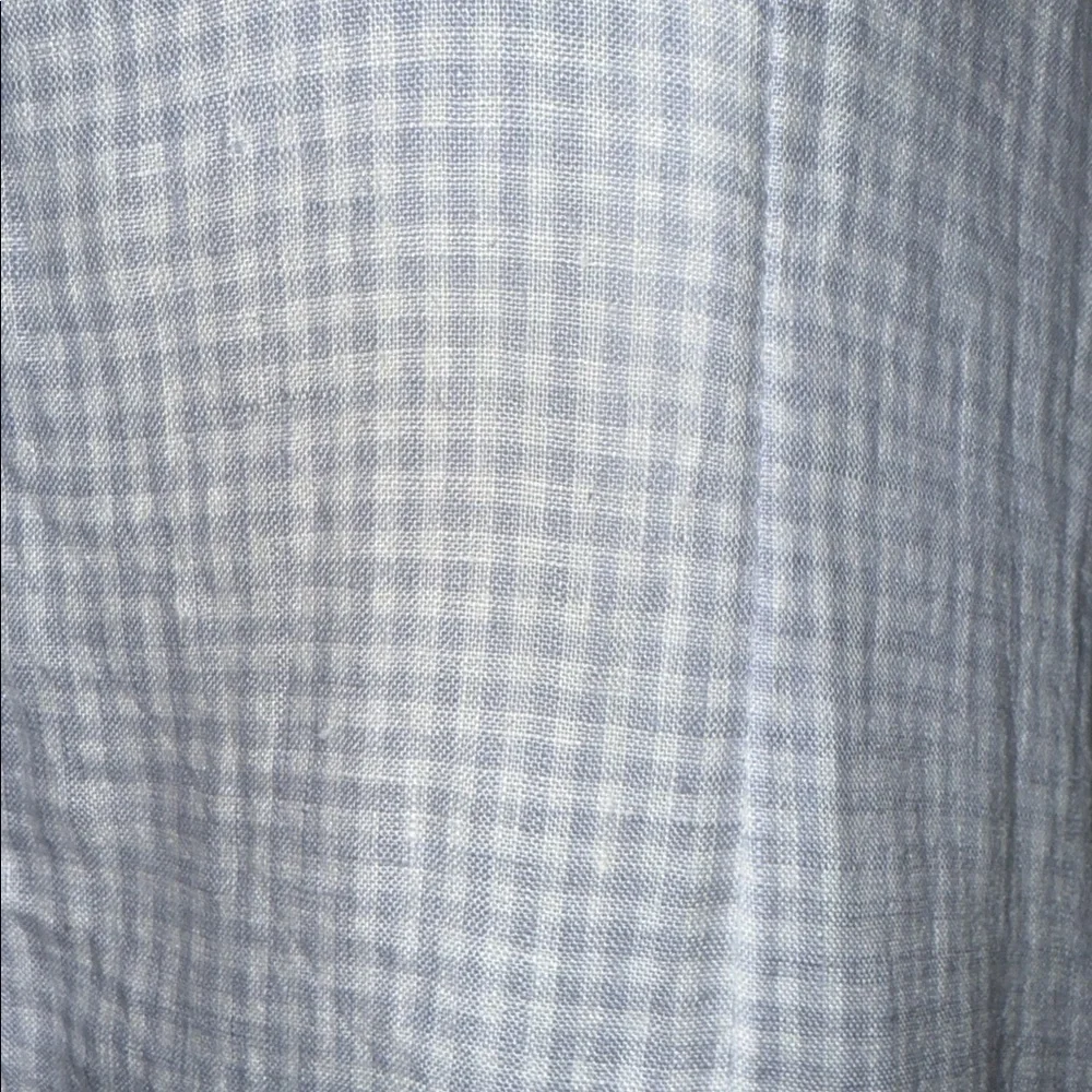 J Crew Gingham 100% Linen Midi Dress Puff Sleeve SZ 12